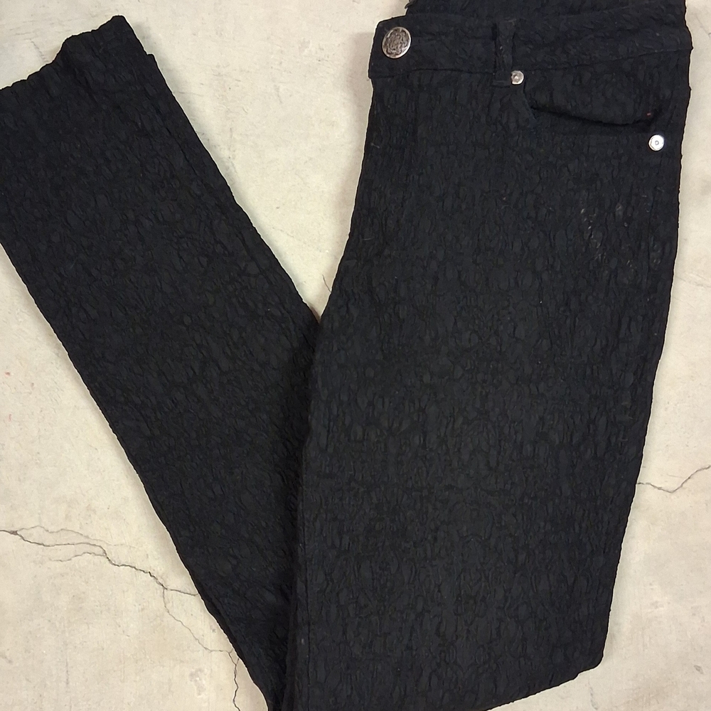 Black Textured Women Jeans